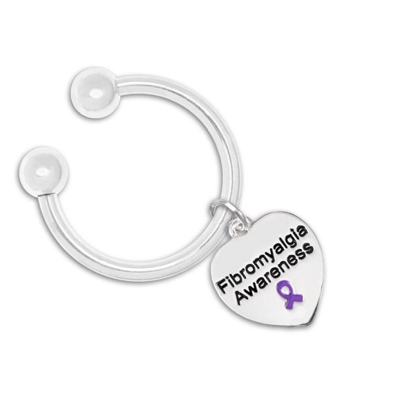 Fibromyalgia Awareness Heart Keychains