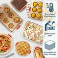 thumbnail image 3 of PERLLI 8-Pc Non Stick Baking Pans Set Gold Bakeware with Red Silicone Grips, 3 of 7