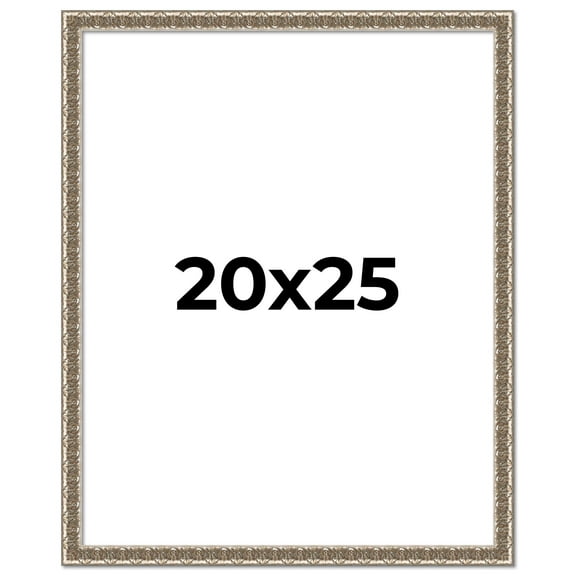 20x25 Frame Silver Versailles Ornate Solid Wood Picture Frame | 1 Inch Moulding Width | Interior