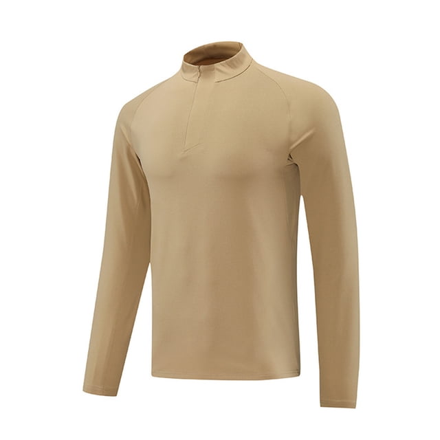 Dagugfen Summer Tops for Men Long Sleeve Quarter Zipper Tight Lightweight Cycling Workout Tops for Exercise