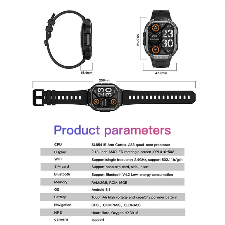 AIEK Smartwatch 4G Android con telefono GPS, navigazione in