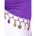 thumbnail image 6 of Ocealan Women's V Neck Floral Lace Belly Dance Top Flare Sleeve Tassel Shrug Cardigan Crop Tops Dark Purple L, 6 of 7