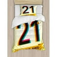 thumbnail image 3 of 21st Birthday Duvet Cover Set Queen Size, Invitation to an Amazing Birthday Party on a Yellow Radial Backdrop Image, Decorative 3 Piece Bedding Set with 2 Pillow Shams, Multicolor, by Ambesonne, 3 of 3