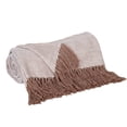thumbnail image 5 of 50" X 60" Beige and Brown Woven Cotton Herringbone Throw Blanket with Fringe, 5 of 8