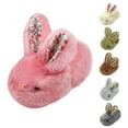 thumbnail image 4 of XIMIN Toddler Slippers Boy Girl Bunny Slippers Plush Rabbit Fuzzy Furry House Slippers Cute Non-Slip Warm Winter Shoes Suitable for Indoor and Outdoor Kids Winter Warm Slippers, 4 of 6