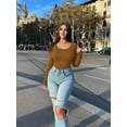 thumbnail image 6 of MOYIKO Round Neck Long Sleeve BodySuits Womens Slim Fitted Tight Basic Tops, 6 of 8