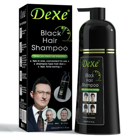 Hair Dye Shampoo Dexe for Men & Women Instant Fast Black Gray Hair Cover 3 in 1 White Become Black Instant 5-Min