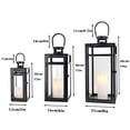 thumbnail image 3 of Set of 3 12/15/19 inch Metal Lanterns with Tempered Glass (Black ), 3 of 8