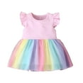 thumbnail image 2 of YTDSCS 9M-4T Girls Mesh Tulle Princess Dress Rainbow Flutter Sleeve Dress Summer Dress Wedding Skirt for Toddler Baby, 2 of 9