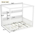 thumbnail image 2 of Bellemave Full Size Canopy Bed with Rails, Solid Wood Montessori Bed with Storage Shelves, Full Floor Beds Frame with Fence and Slats, No Box Spring Needed (White）, 2 of 9