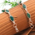 thumbnail image 3 of 925 Sterling Silver Bracelet For Womens & Mens, Genuine Emerald Bracelet Gemstone Unique Handcrafted Bracelet For Her or Him, 3 of 4
