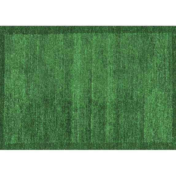 Ahgly Company Indoor Rectangle Abstract Emerald Green Modern Area Rugs, 7' x 9'