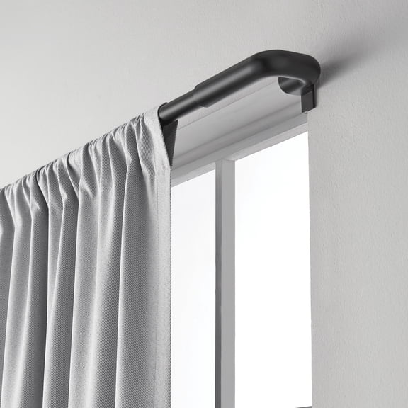 Mainstays Adjustable Wrap Around Tension Curtain Rod, Room Darkening, Black, 48-84 Inch