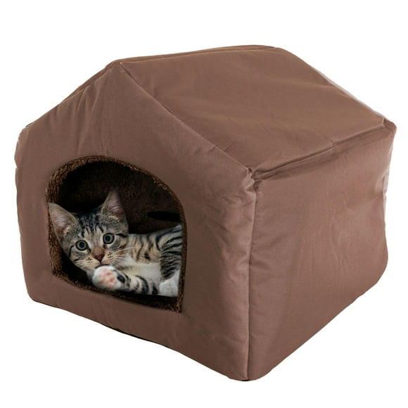 PETMAKER Cozy Cottage House Shaped Pet Bed, Brown, 19&quot; x 18. 5&quot; x 17&quot;