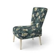 thumbnail image 3 of Designart "Serene Lotus Meditation" White Lotus Pattern Upholstered Accent Chair - Cottage Arm Chair For Bedroom, 3 of 5