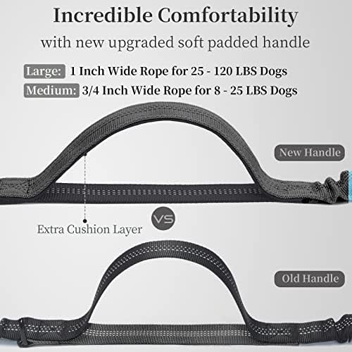 Hands Free Dog Leash with Zipper Pouch, Dual Padded Handles and Durable Bungee for Walking, Jogging and Running Your Dog (Large, 25-120 lbs, Grey)