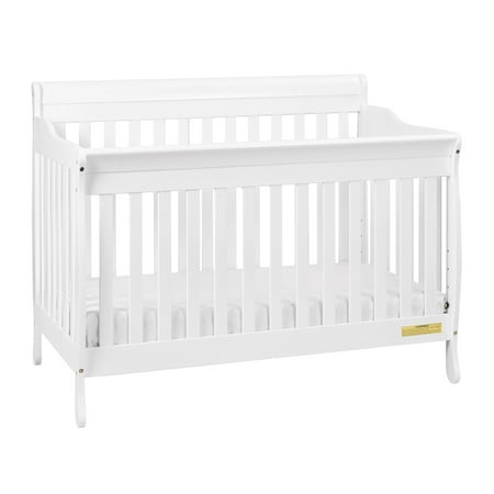 AFG Baby Furniture Alice 4-in-1 Convertible Wood Crib with Toddler Guardrail, White