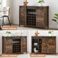 thumbnail image 4 of Farmhouse Home Bar Cabinet with Storage, 47.2 Inch Large Home Bar Unit with 8 Wine Racks, Indoor Wine Bar and Liquor Bar Cabinet with Barn Door and Footrest for Dining Room, 4 of 7