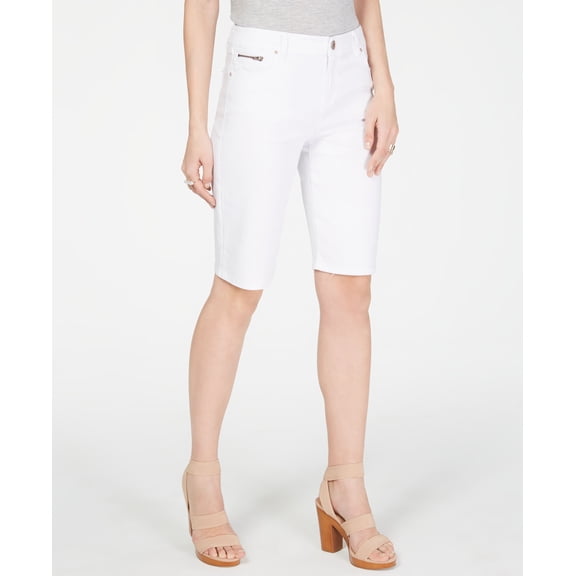 Petite Denim Bermuda Shorts White 4P