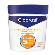 Clearasil Stubborn Acne Control 5 In1 Daily Cleansing Face Pads, 90 Ea, 3 Pack