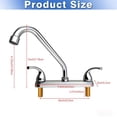 thumbnail image 2 of RV Kitchen Sink Faucet, High Arc 360° Rotation Spout Camper Kitchen Faucet, 2 Handles 8 inch Centerset for Campers, Motorhomes, Travel Trailers, Chrome, 2 of 9