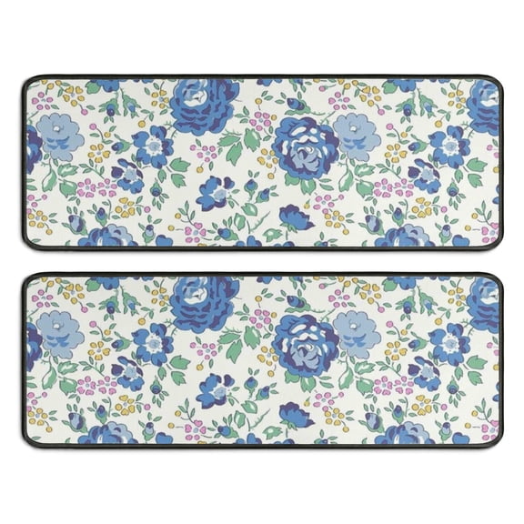 Kitchen Rugs Sets Of 2,Pioneer Flower Floral Print Pattern Anti Fatigue Kitchen Mat Rugs Non Slip Washable,Decorative Kitchen Floor Mats for Kitchen,Sink,Laundry,17"x47" 17"x47"