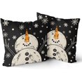 thumbnail image 2 of Black Christmas Pillow Covers 20x20 Inch Set of 2, Xmas Snowman Snowflakes Snow Winter Themed Decorative Throw Pillow Cases Cushion Covers Holiday Decoration Gift Farmhouse Sofa Couch Bed Decor, 2 of 6