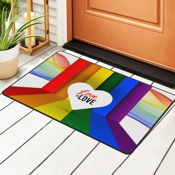 Rainbows Love is Love Rugs Doormat, Non-Slip Machine Washable Carpets Floor Door Mat , 36" x 24"