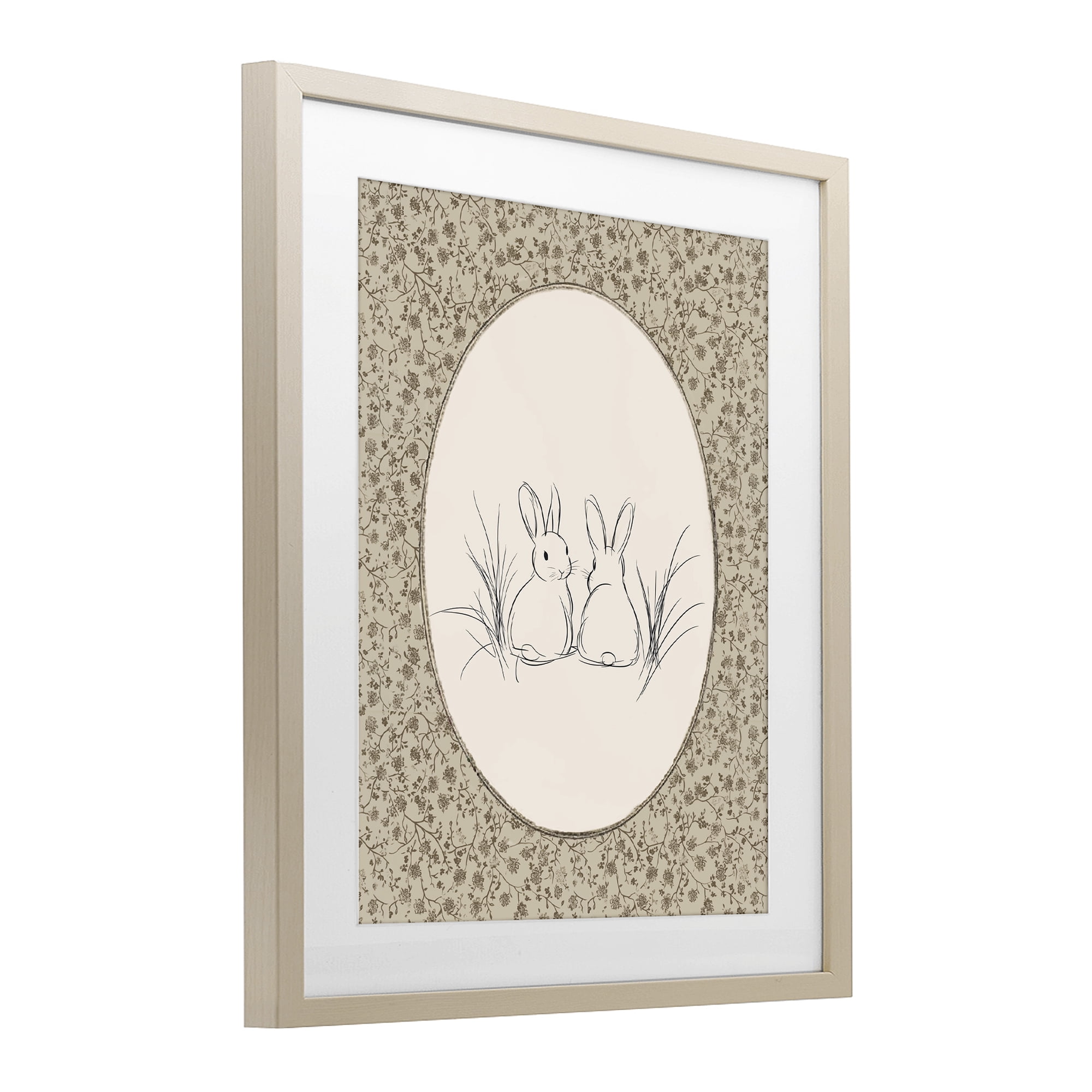 Stupell Industries Vintage Baby Bunnies Birch Framed Print Under Glass, design by Ramona Murdock