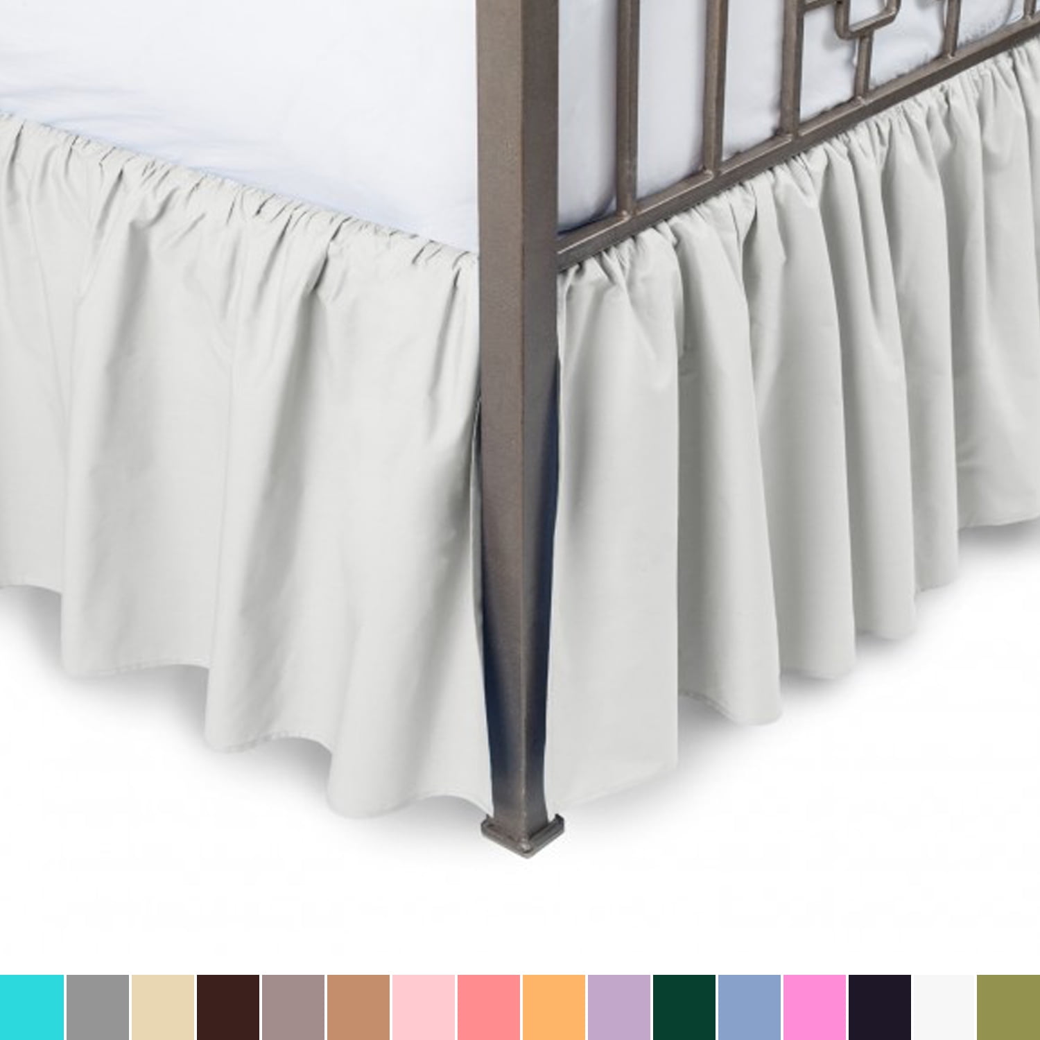 Ruffled Bed Skirt with Split Corners Twin, Bone, 18" Drop Bedskirt