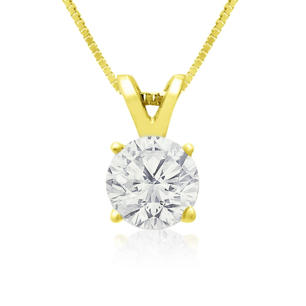 SuperJeweler 3/4 Carat Colorless Diamond Solitaire Necklace In 14