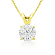 SuperJeweler 3/4 Carat Colorless Diamond Solitaire Necklace in 14 Karat Yellow Gold for Women