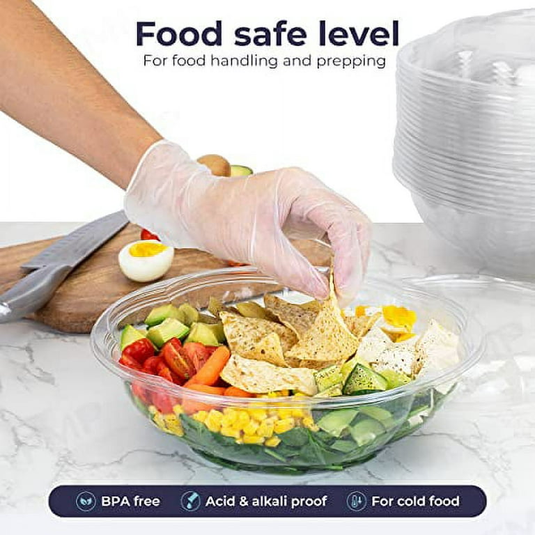 64 Oz. Clear Plastic Salad Bowls With Airtight Lids Food