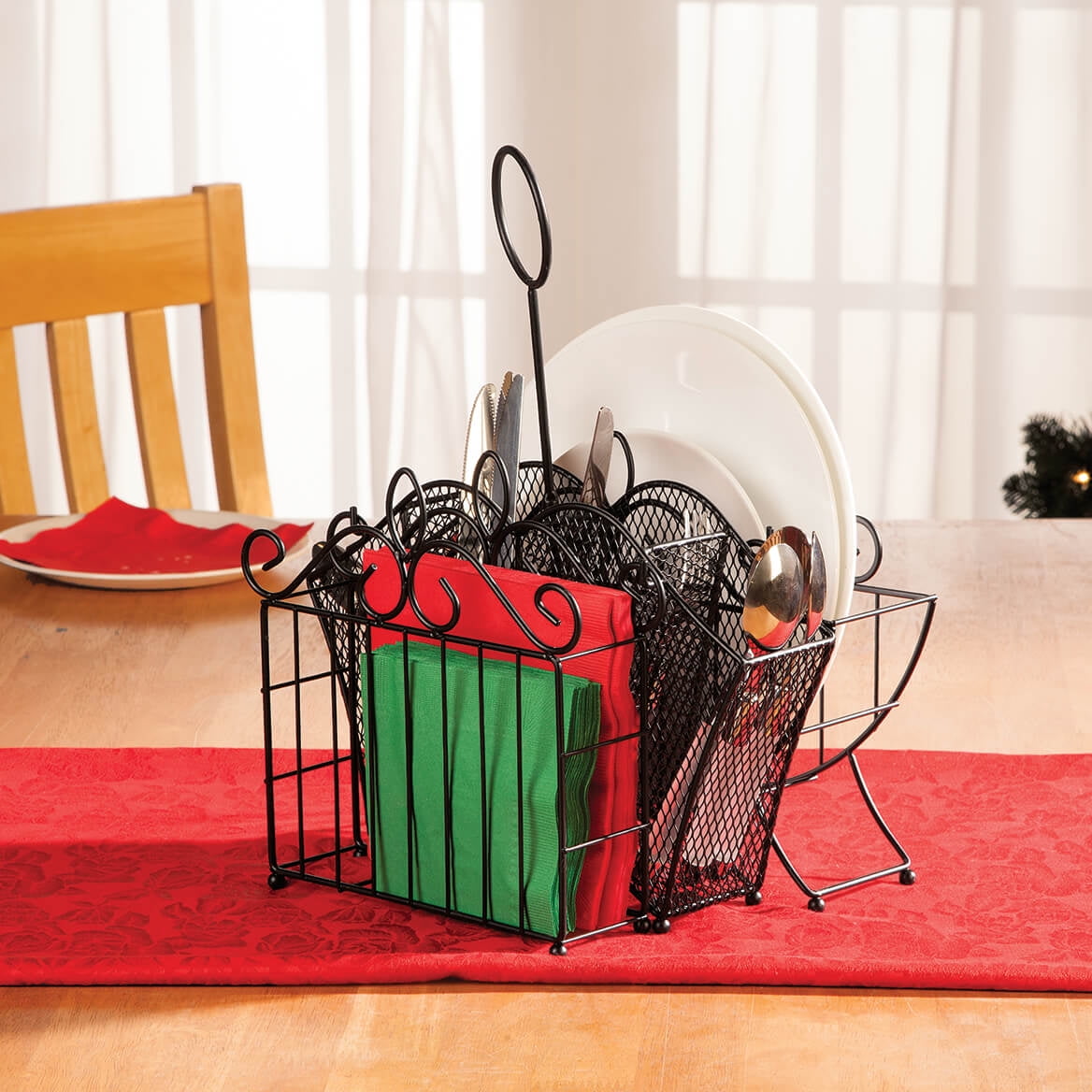 3 Piece Metal Serving Caddy Table Organizer Set Flatware Organizers