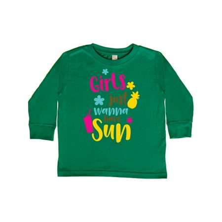 

Inktastic Girls Just Wanna Have Sun Pineapple Cocktail Gift Toddler Toddler Girl Long Sleeve T-Shirt
