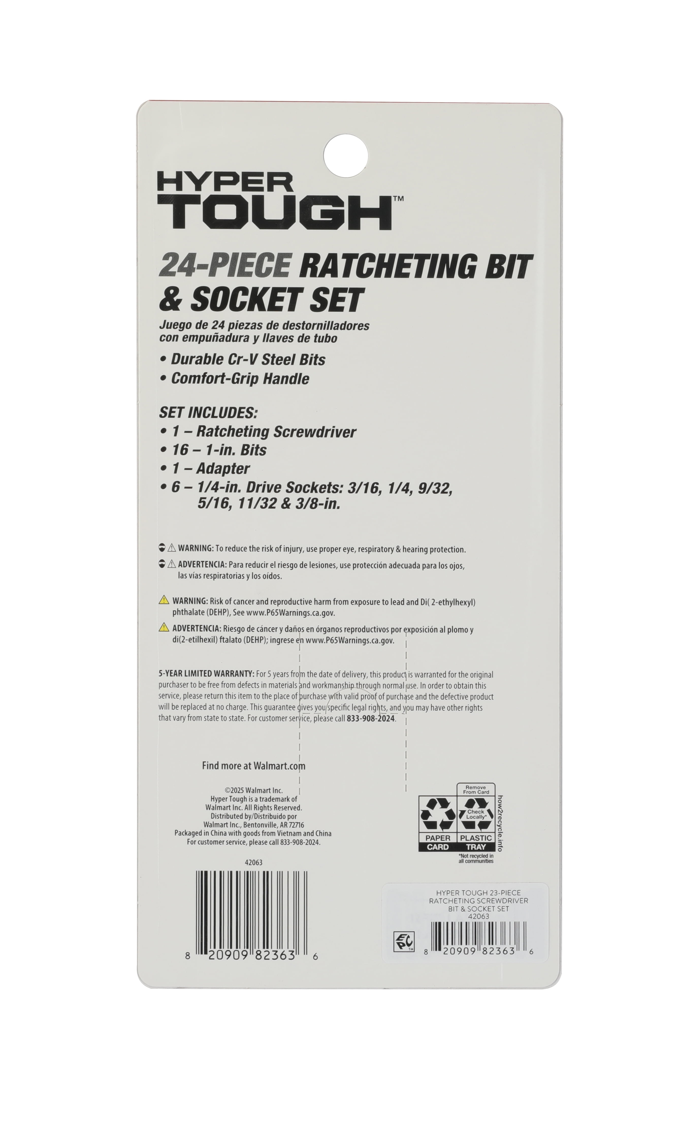 Hyper Tough 24-Piece Ratcheting Screwdriver Bit and Socket Set