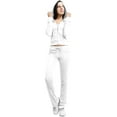 thumbnail image 4 of J. METHOD Women’s Tracksuit Set Casual 2 Piece Outfit Slim Fit Velour Velvet Zip Up Hoodie Jacket Top and Sweatpants Sweatsuit NEWTS03 White 1X, 4 of 6