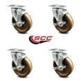 thumbnail image 2 of 5 Inch High Temp Phenolic Wheel Swivel Top Plate Caster Set with Brake SCC, 2 of 2