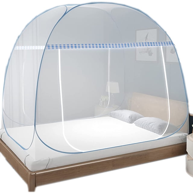 Mosquito Nets, Yurt Single Door Detachable Foldable Detachable and Washable High Free Installation with Bottom Double Bed Blue-1.2m