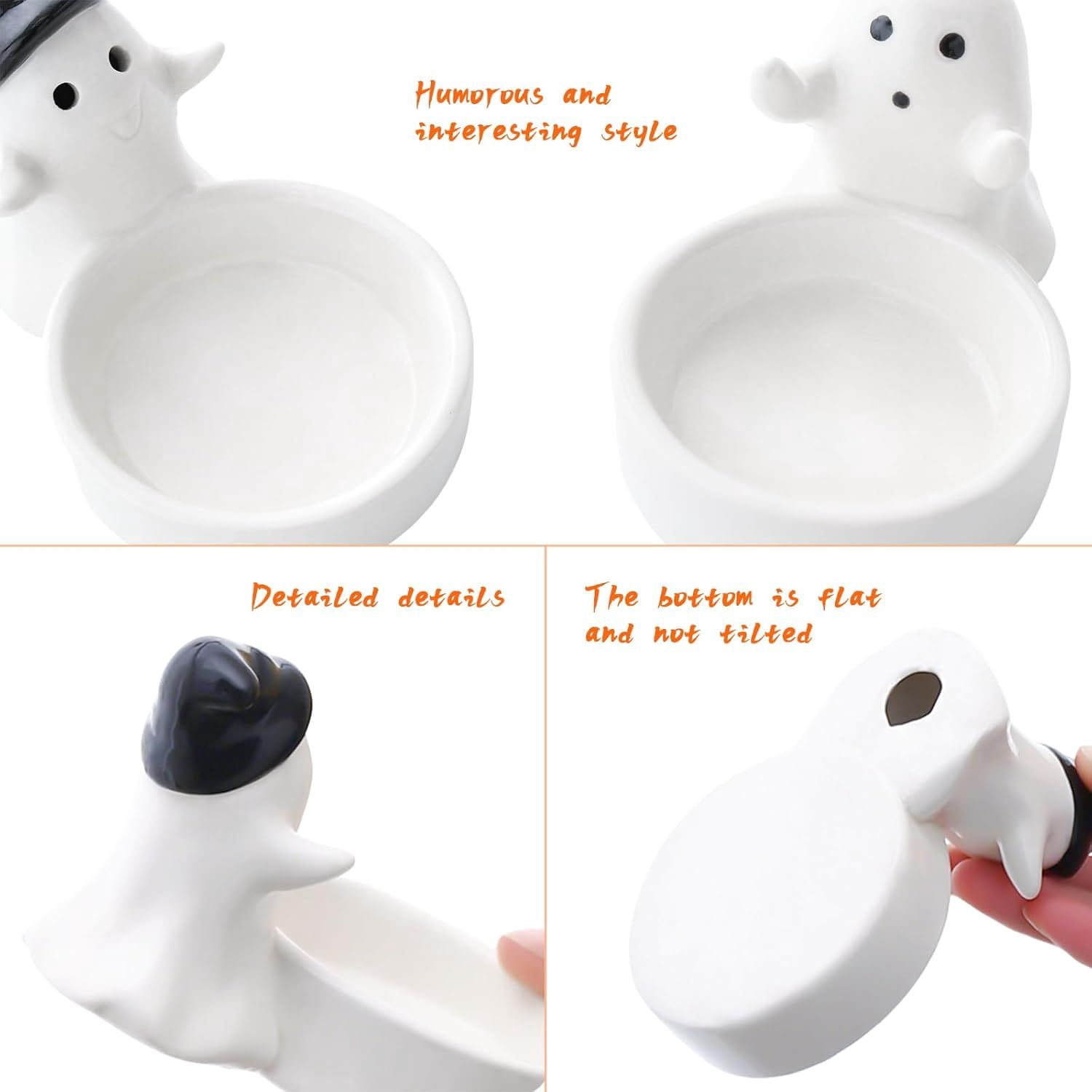 Set of 2 Cute Ghost Tealight Candle Holders, Halloween Decorations Indoor, Small Cartoon Ceramic Taper Tealight Candle Holder for Home Office Party Wedding Holiday Decor Gift, Not Included Candle