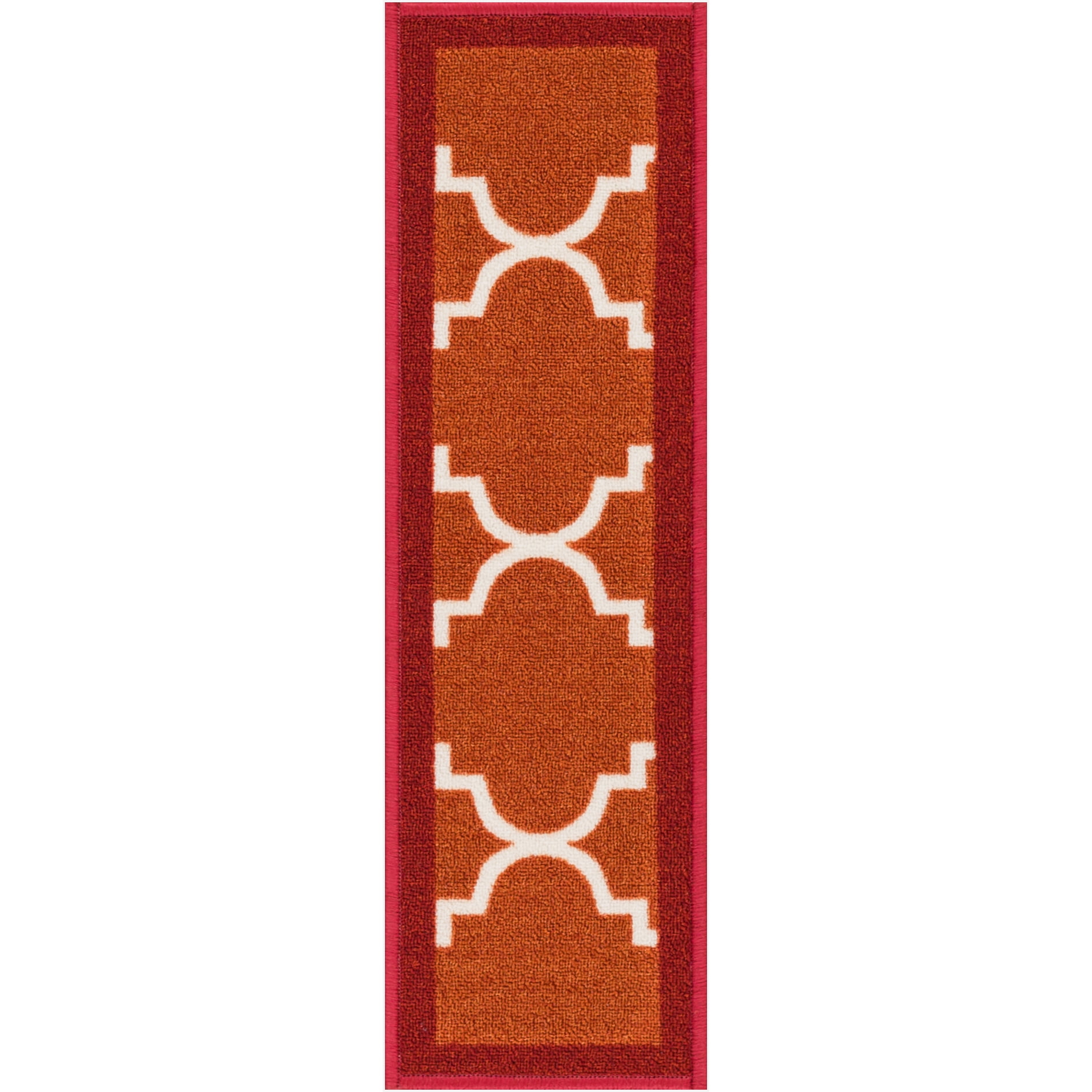Well Woven Kings Court Brooklyn Trellis Red Modern Lattice Rubber Back Non-Skid 9" x 31" Stair Tread(Set of 7)