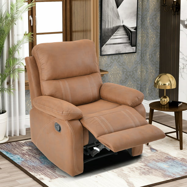 Living Room Chair Reclining Sofa, Faux Leather Theater Seating