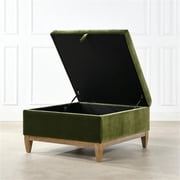 Knox 35 Square Storage Cocktail Ottoman Olive Green Performance Velvet