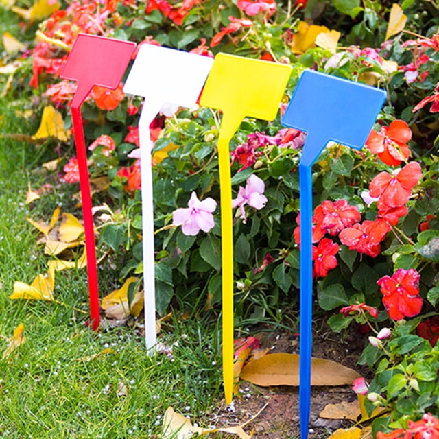 Neinkie 10Pcs/Set Garden Vegetable Plant Labels T-Type Tags Plant Sign Seed Tags Pot Markers Plant Stakes for Seed Potted Herbs Flowers Plant Classification Sign Mark
