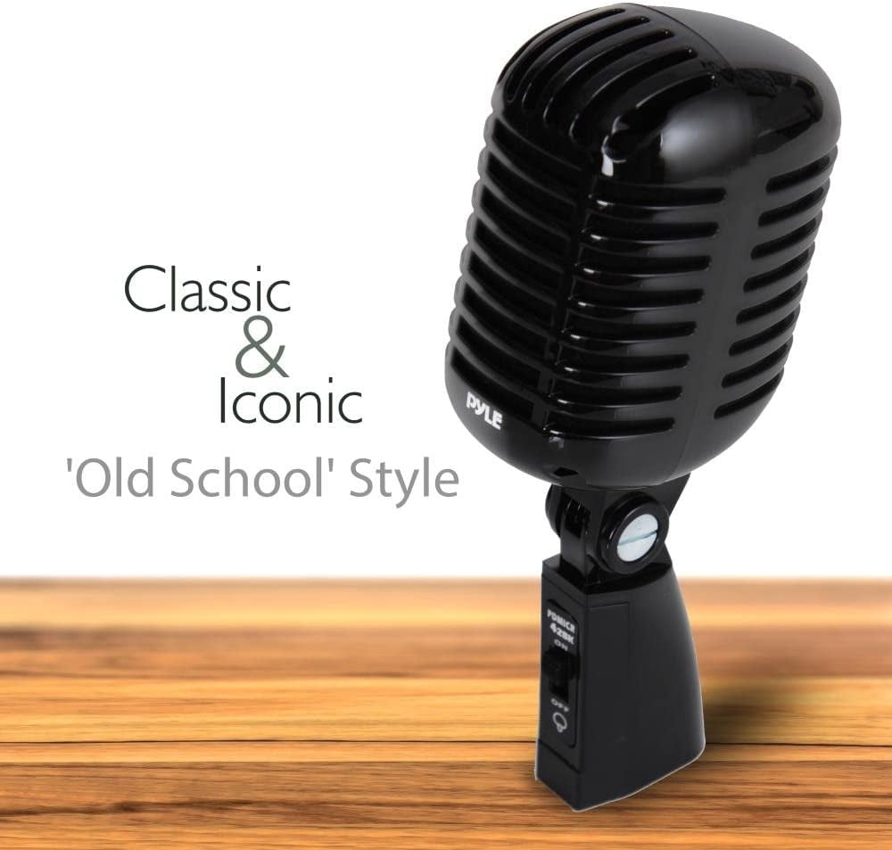 Vintage Style Dynamic Vocal Microphone with XLR  and Adjustable Stand for Live Performance