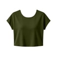thumbnail image 6 of HONHUZH Workout Tops for Women Open Back Casual Short Sleeve Workout Shirts Y2k Crop Athletic Gym Yoga Running Tees, 6 of 7