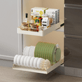 thumbnail image 2 of Pull Out Dish Drying Rack, Stainless Steel Roll-Out Shelves with Adhesive Plate & Bowl Organizer, Sliding Drawers for Kitchen Pantry and Under Sink Storage, No Drilling Required, 2 of 4
