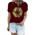 thumbnail image 2 of Hauts d'Été pour Femmes 2022 Manches Courtes Imprimé Mode Décontracté T-Shirts Tunique Col Rond Ample Blouses d'Entraînement, 2 of 4
