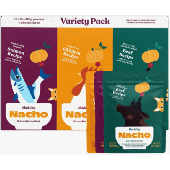 Nacho Cuts in Gravy with Bone Broth wet cat food variety pack (12ct pack, 36 oz)