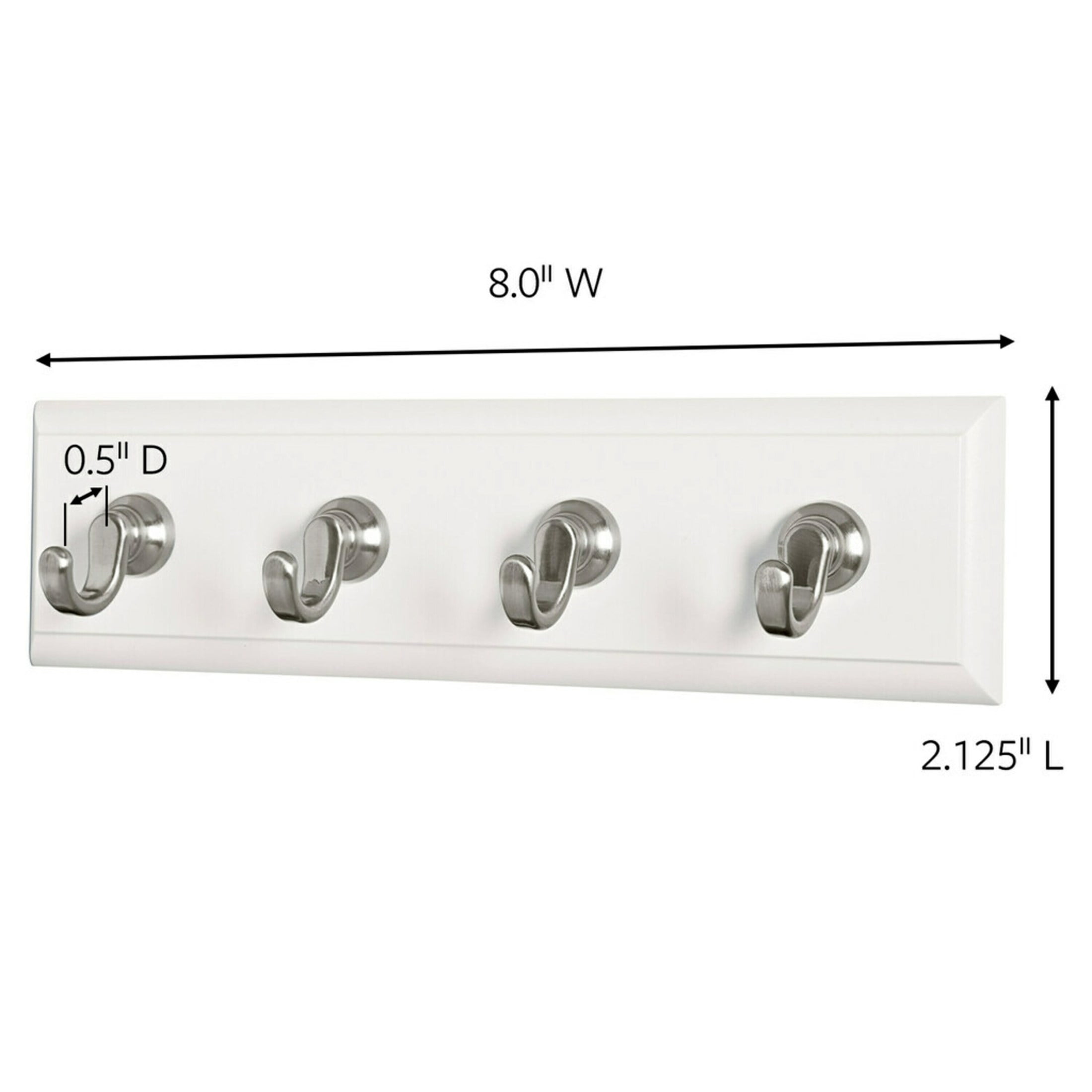 (2 pack) Command Quartz Key Rail with 4 Hooks & 6 Strips per Pack - Damage-Free Wall Organizer